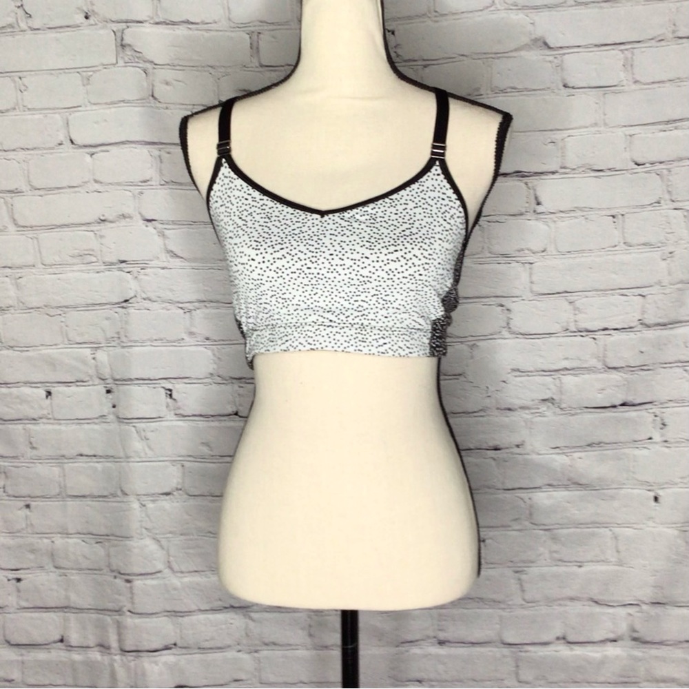 Victoria Secret Sport The Player Sport Bra Racerback Black White Polka Dot Large